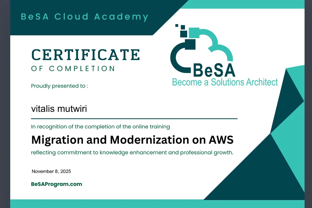 Migration and Modernization on AWS certificate