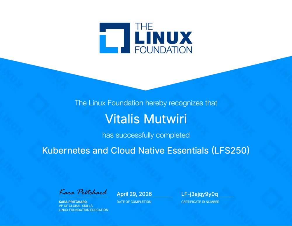 Kubernetes & Cloud Native Essentials (LFS250) certificate